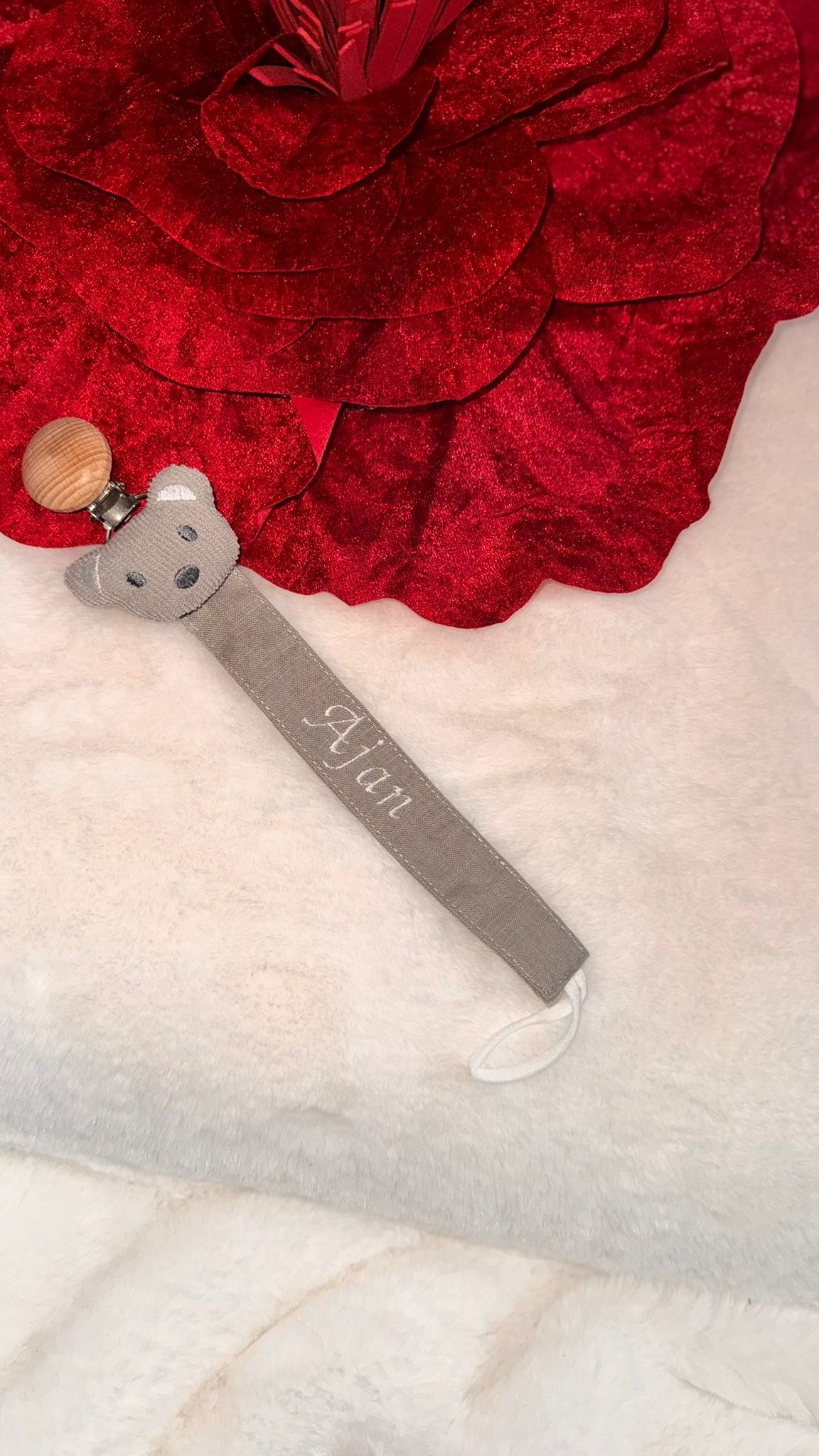 Schnullerkette aus Stoff mit Namen