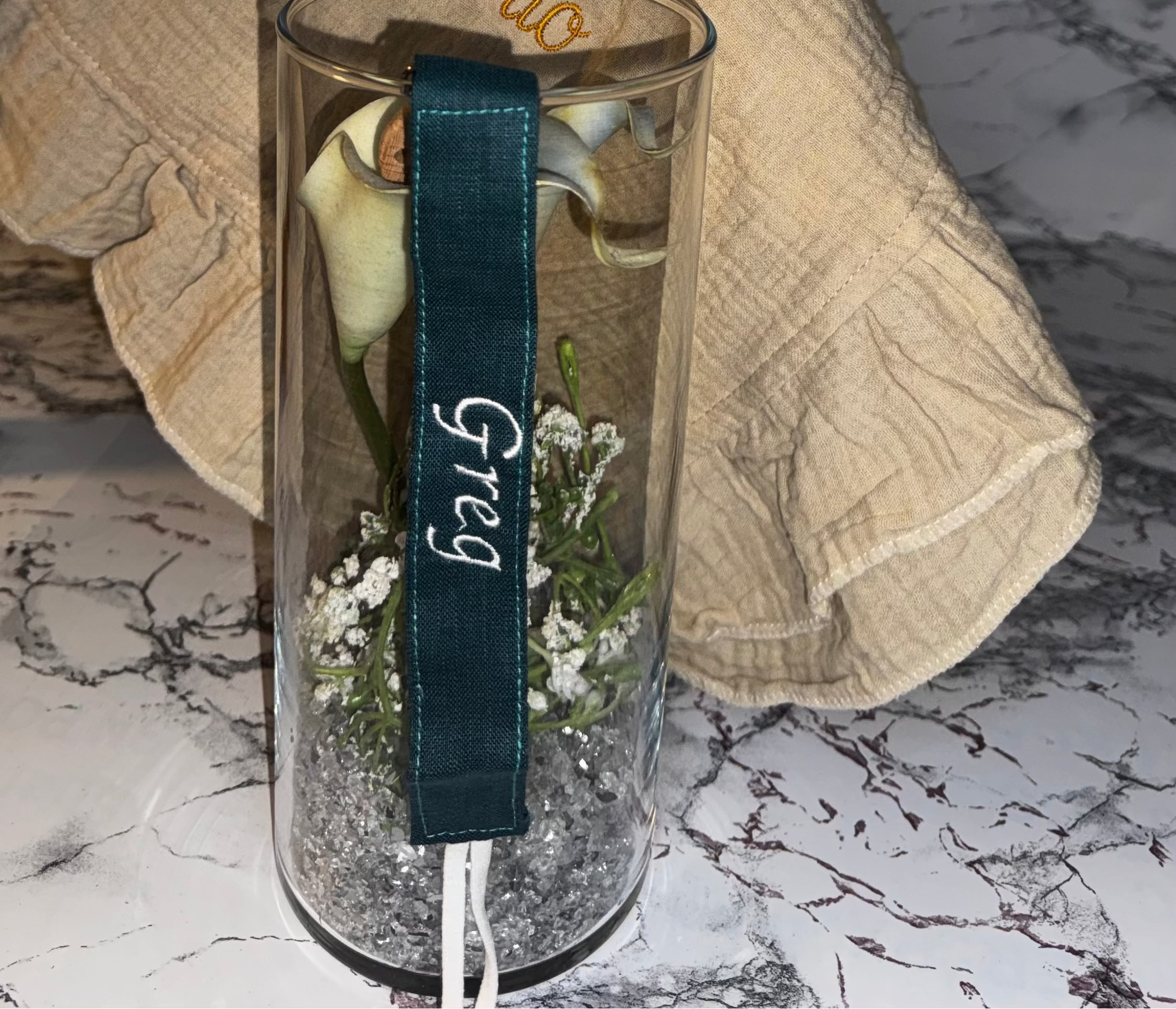Schnullerkette aus Stoff mit Namen